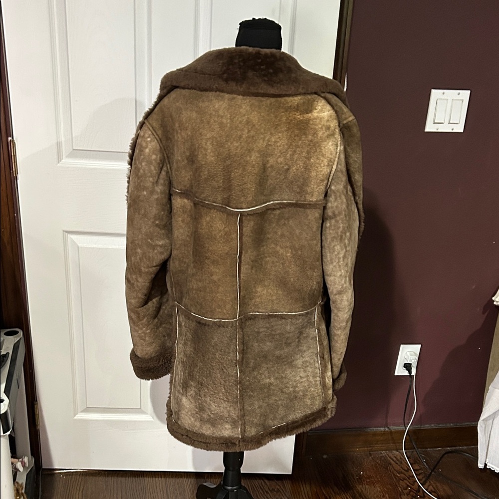 Vtg Marlboro Man brown suede shearling barn coat Nordstroms sz XL - Picture 4 of 5